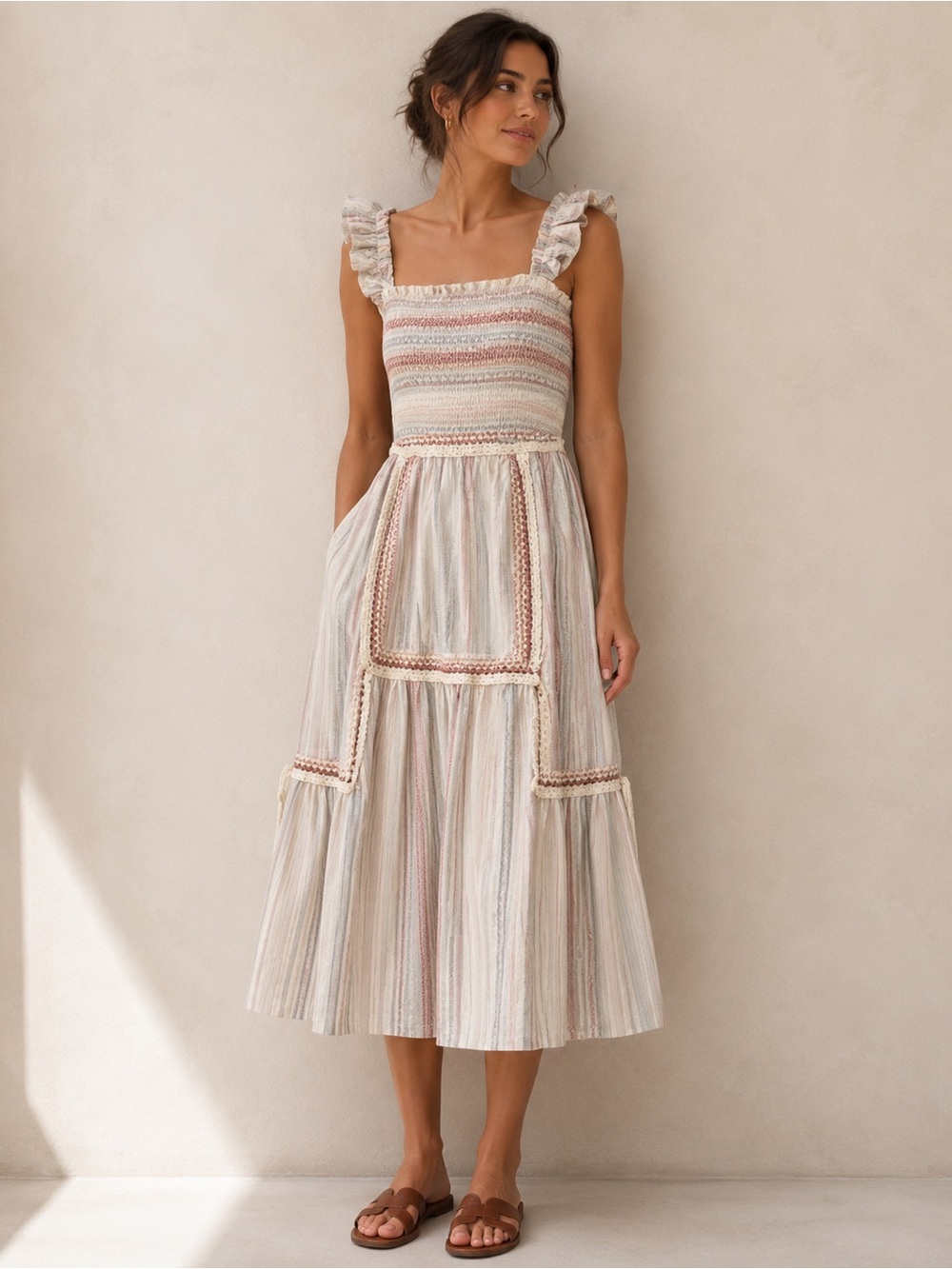 NWT Allison New York Smocked stripe Dress Sz XS